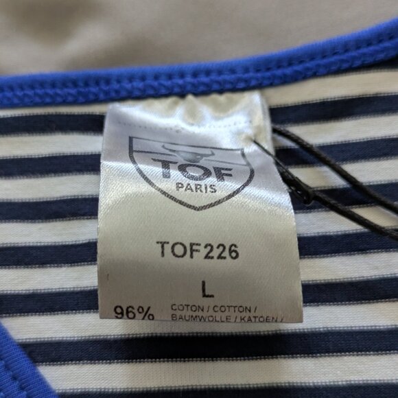 TOF Paris Sailor Crop Top, blue, size L, NWT - Picture 12 of 13